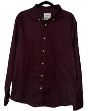 NEW Goodfellow Standard Oxford Long Sleeve Shirt Button Up Men's Large Burgundy