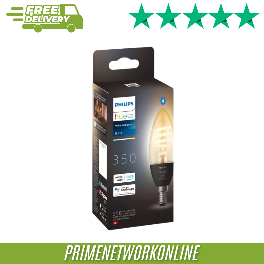 Philips Hue White Ambiance Filament Candle E14 Smart Bulb – 350 lm ⭐⭐⭐⭐⭐