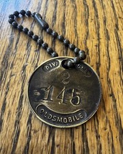 Vintage Oldsmobile Tool Room Key Fob Chain Emblem Badge GM Rocket