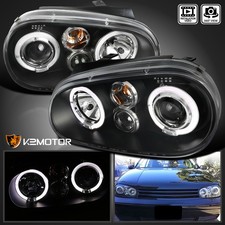 Black Fits 1999-2005 Volkswagen Golf Gti R32 Mk4 Led Halo Projector Headlights