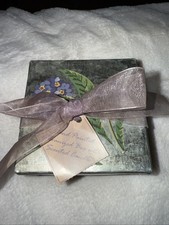 Hand Painted Galvanized Box With A Hand Poured Candle 2  x 3.5  x3.5  