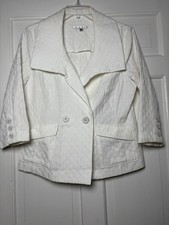 Cabi Women's M White Blazer Jacket Button Double Breasted Pockets Long Sleeve