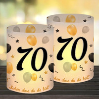 12 Windlicht Tischdeko 70 Geburtstag, Happy Birthday Tischdeko 70. Geburtstag Fr