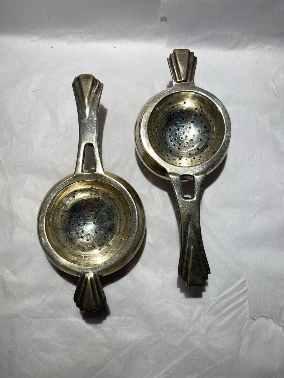 Vintage Solid EPNS Loose Leaf Tea Strainer Drip Over Cup Kitchen Collectible 40s