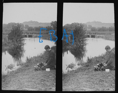Glas Stereoview Foto JUNGE MIT KAMERA UM 1910 Magic Lantern Dia THEODORE BROWN