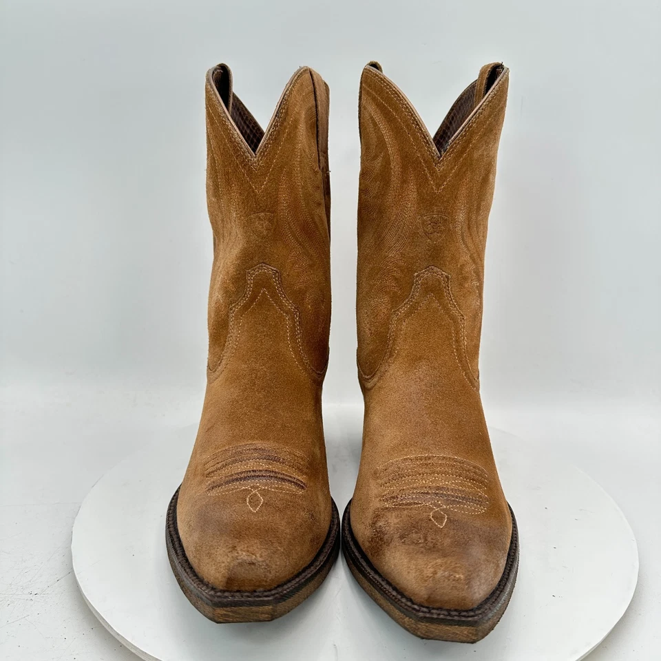 Ariat Women Size 7B Brown Suede Pointed Toe Pull On Western Cowboy Boot - Image 2 of 4