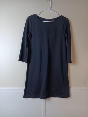 H&M Dress Womens XS Black Solid Knit Shift 3/4 Sleeve Short Workwear Office