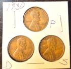 1930 P, D, S Lincoln Wheat Cent, Penny, Fine