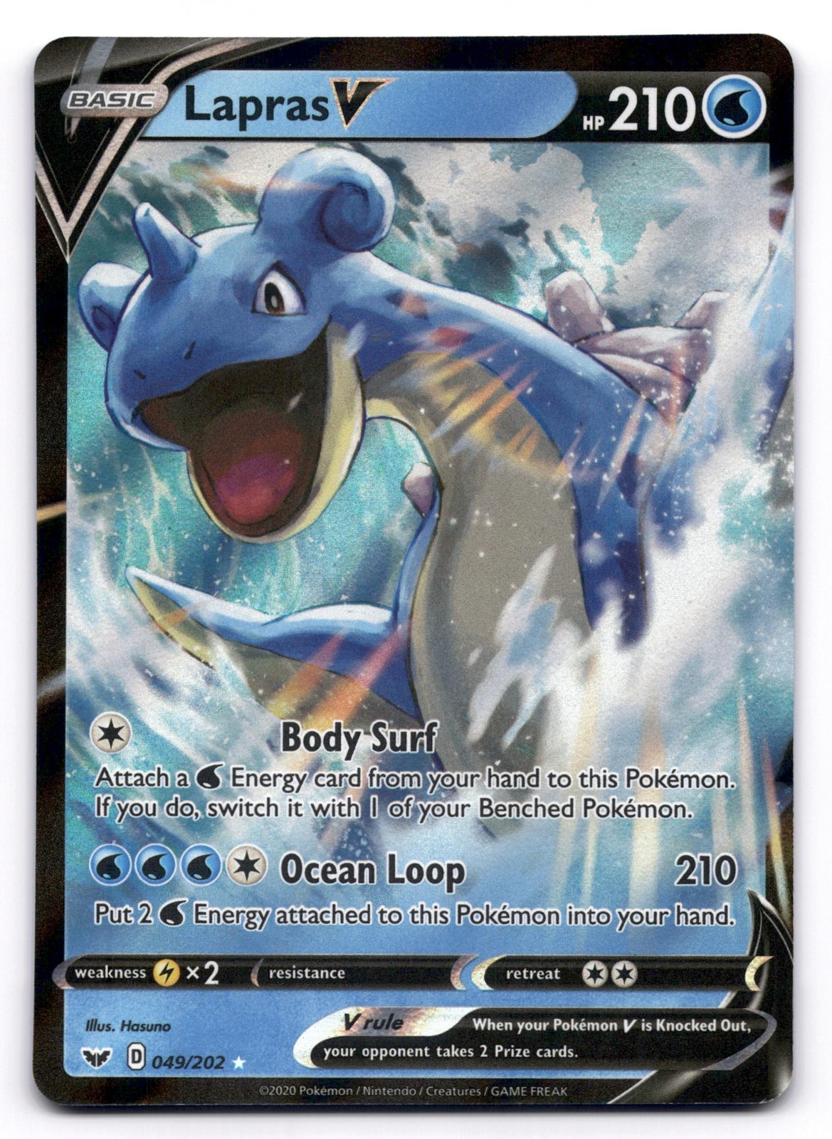 Lapras V NM 049/202 Sword & Shield Pokemon Holo V Rare