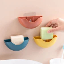 3 PCS Self Draining Soap Dish Punch-free Wall-mounted Bathroom Holder