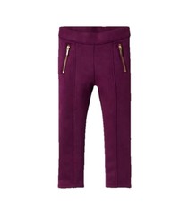 Janie  Jack Girls 10 Pickled Beet Faux Suede Pants Gold Zipper Elastic Waist