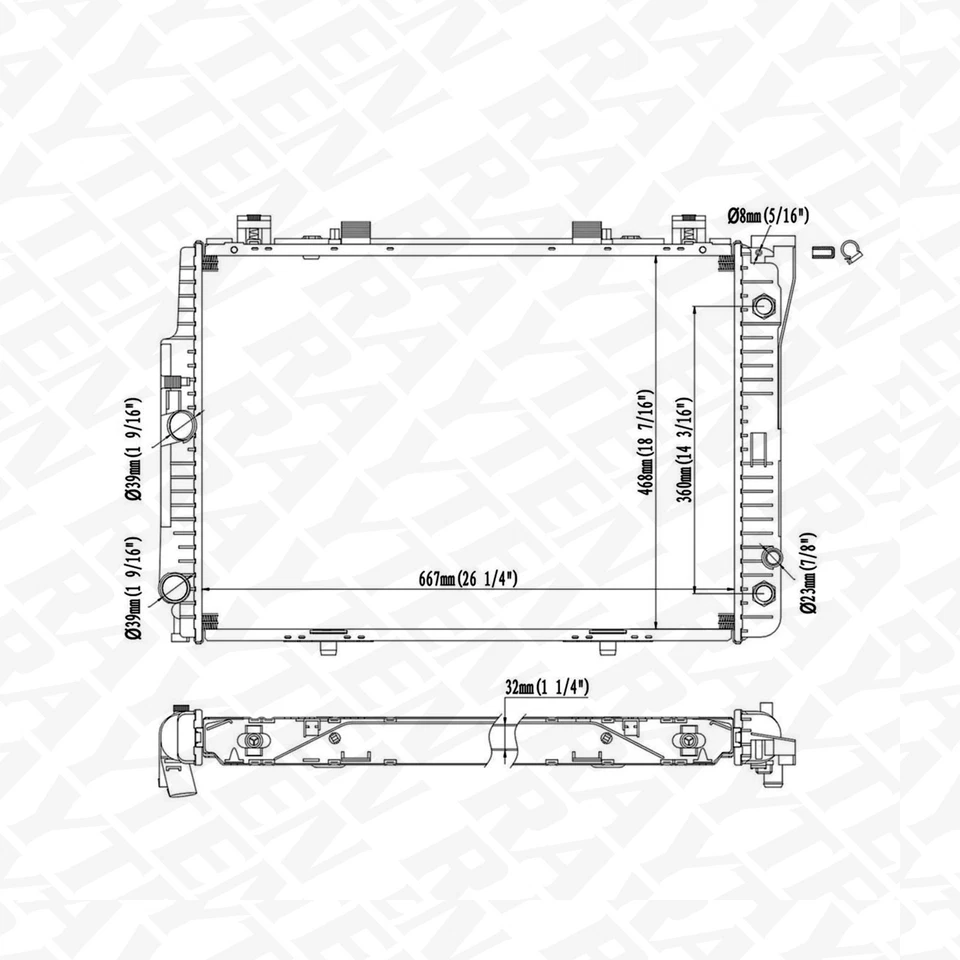 1312 Radiator 1405000303 1405000403 for Mercedes-Benz 300SE 1992-93 S320 1994-95 Foto 2 de 4