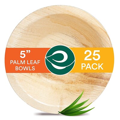 Areca Palm Leaf Disposable Bowls,5 inch-Pack of 25