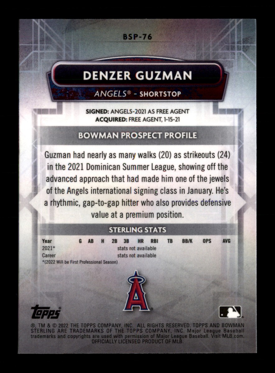 2022 Bowman Sterling #BSP-76 Denzer Guzman Los Angeles