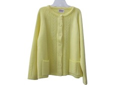 VTG ADELE IMPORT Yellow Button Front GRANNYCORE Cardigan Sweater M L