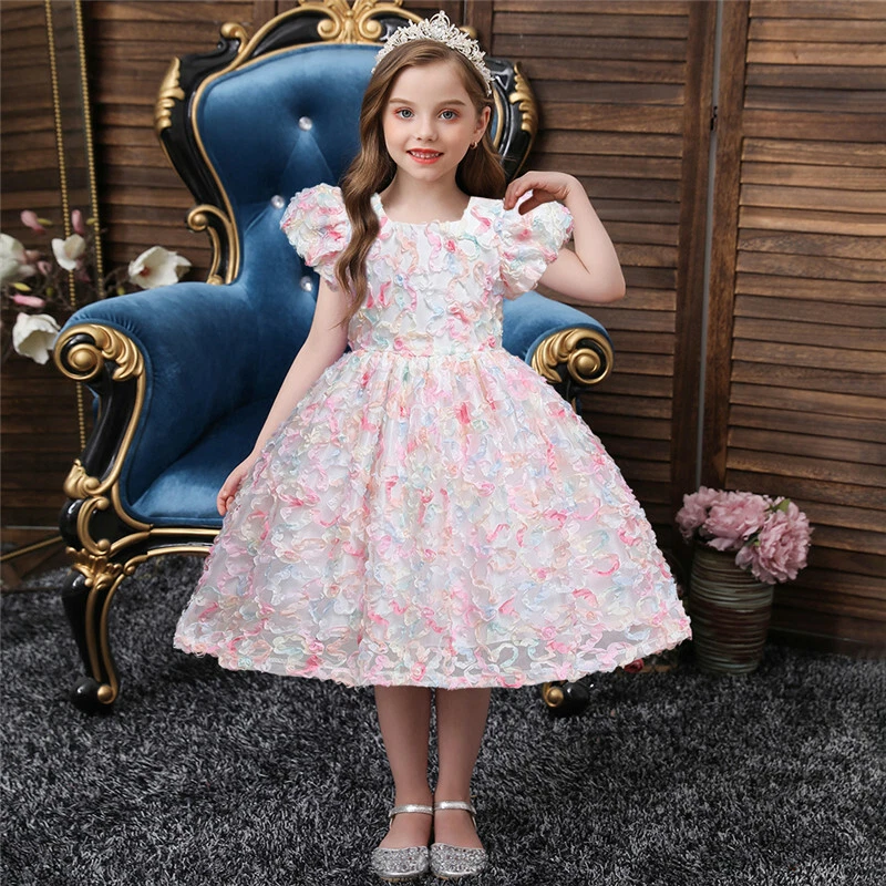 Girls puff sleeve dress cheap