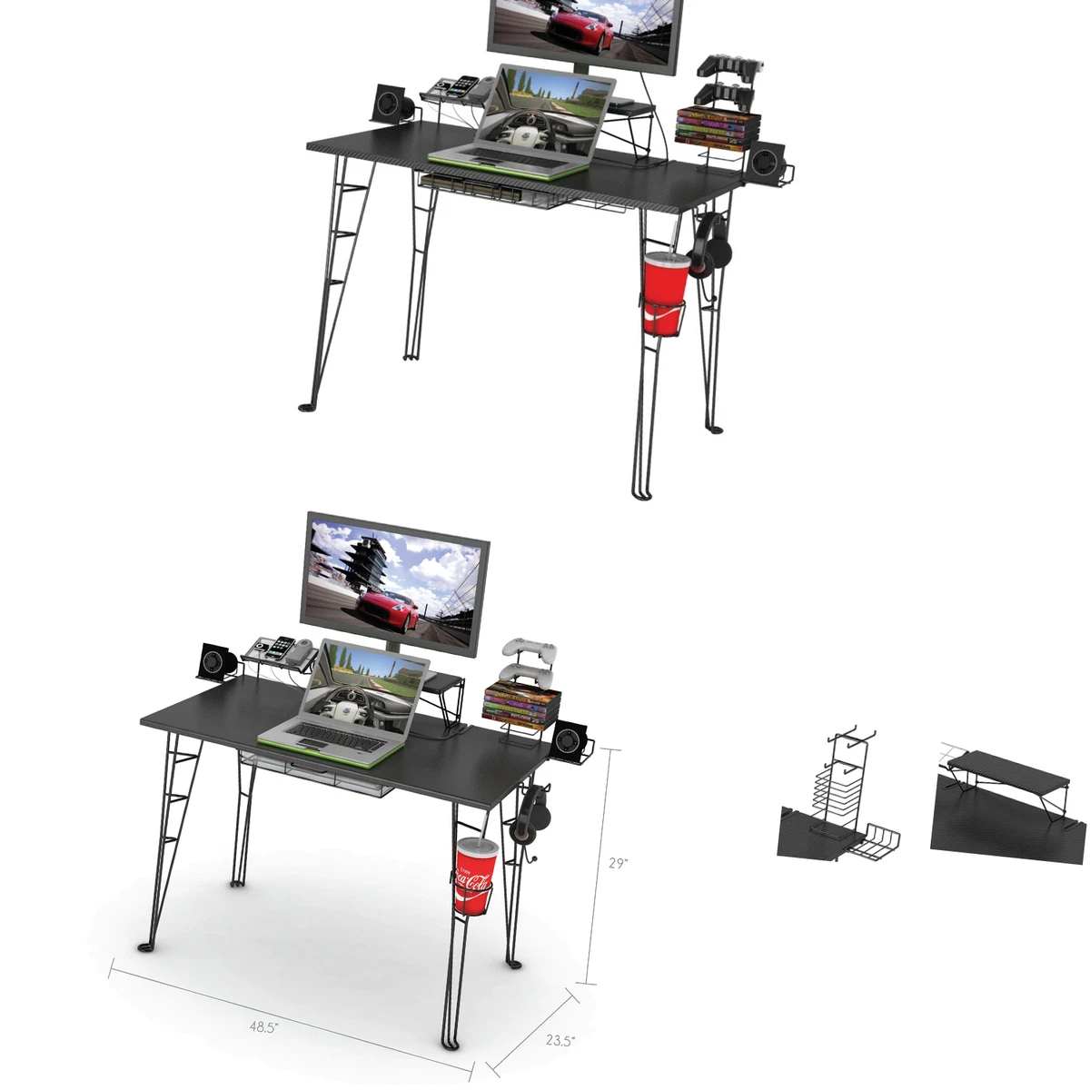 Atlantic Gaming Desk Multi Function 32 TV Stand Charging Station Speaker