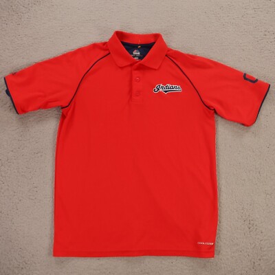 Cleveland Indians Polo Shirt Mens Medium Red Polyester Majestic