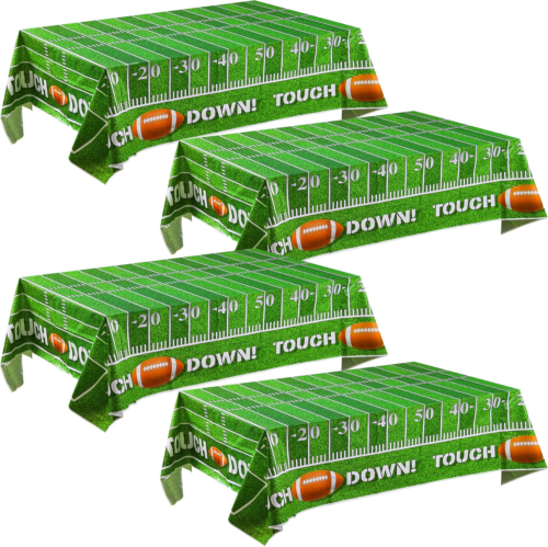 4 Pack Game Day Football Tablecloths 54X72 Inches Touchdown Party Decorations