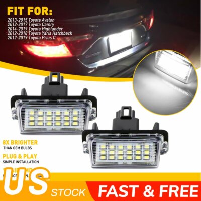 2x Rear LED Number License Plate Light Kit White Lamp For Toyota Camry 2012-2017