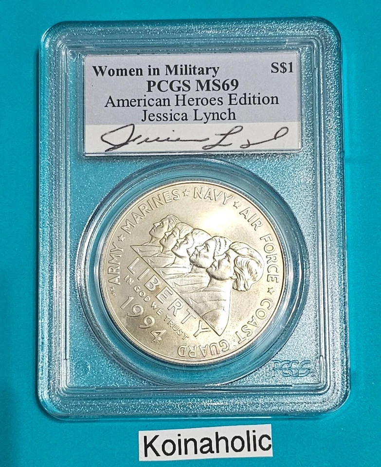 1994 W Women in the Military Commemorative Silver Dollar MS69 PCGS Jessica Lynch - Image 3 of 4