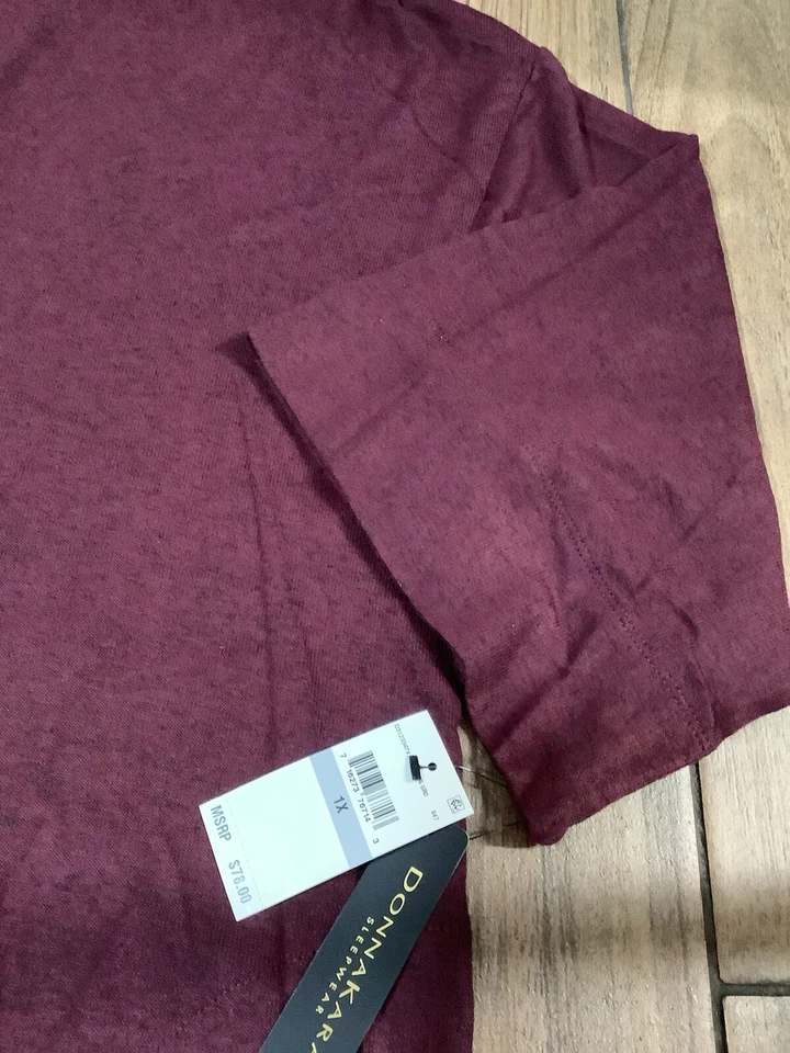Donna Karan Ropa de Dormir Para Mujer Talla Grande 1X Vestido Largo Manga 3/4 en Borgoña Foto 3 de 4