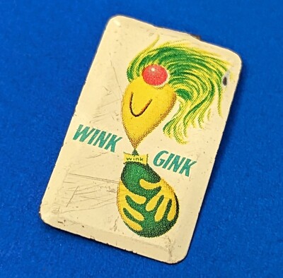Vtg 1965 Wink Gink Fold Over Lapel Pin - ''The Sassy One'' - 60s Soda Ad Button 