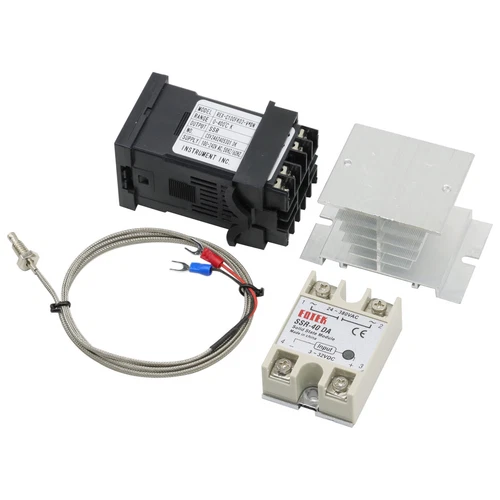 110-240VAC PID REX-C100 Temperature Controller SSR-40A Thermocouple Heat Sink US