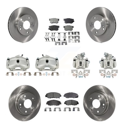 Front Rear Disc Brake Caliper Rotor Semi-Metallic Pad Kit (10Pc) For Honda Civic