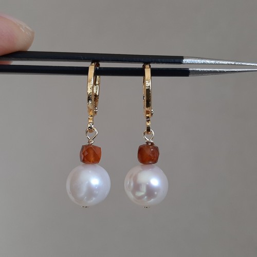 Boucles D'oreilles Dormeuses Perles De Culture Et Diopside - Neuf Avec étiquettes, Plaqué Or Jaune