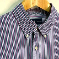 Ralph Lauren Men  s Blue Purple Stripe Long Sleeve Button Down Dress Shirt Sz XL