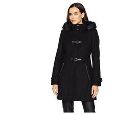Ivanka Trump Faux Fur Winter Hooded Coat Jacket In Black Us 2(uk10) Rrp £177
