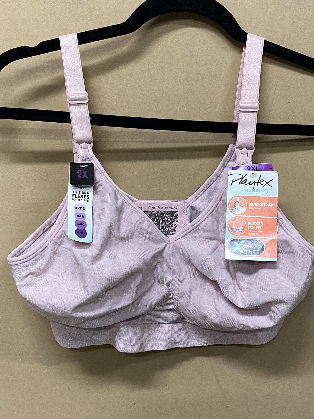 Playtex Nursing Seamless Wirefree Bra XTemp US4956 Pink Size 2XL NWT