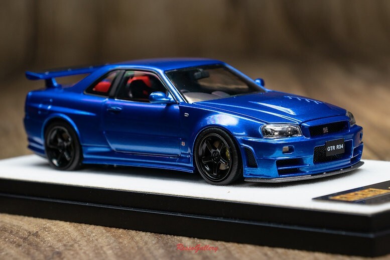 PGM✖️ワンモデル　1/43 スカイラインR34フル開閉　 Blue 新品 PGM専門店