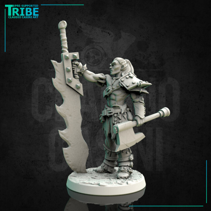 0116) Male samurai warrior tengu elf human firbolg half orc tiefling with  two katana - Claudio Casini Art - Miniatures by