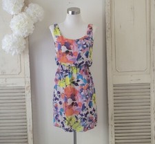 Alice + Olivia vibrant multicolor floral midi silk dress women's size XS