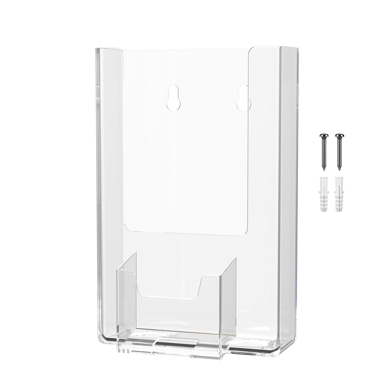 4"W Trifold Brochure Holder Display with Vertical Business Card Pocket