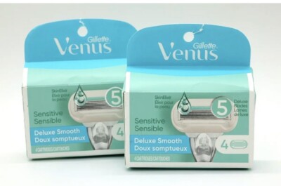 Gillette Venus Sensitive Deluxe Smooth 5 Blade Cartridges 2 Boxes of 4 Refills