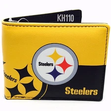 Pittsburgh Steelers NFL Men's Printed Logo Leather Bi-Fold Wallet 
