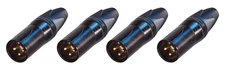 (4 PACK) NEUTRIK NC3MXX-B 3-Pin XLR Male Cable Mt Connector Black w/ Gold Pins