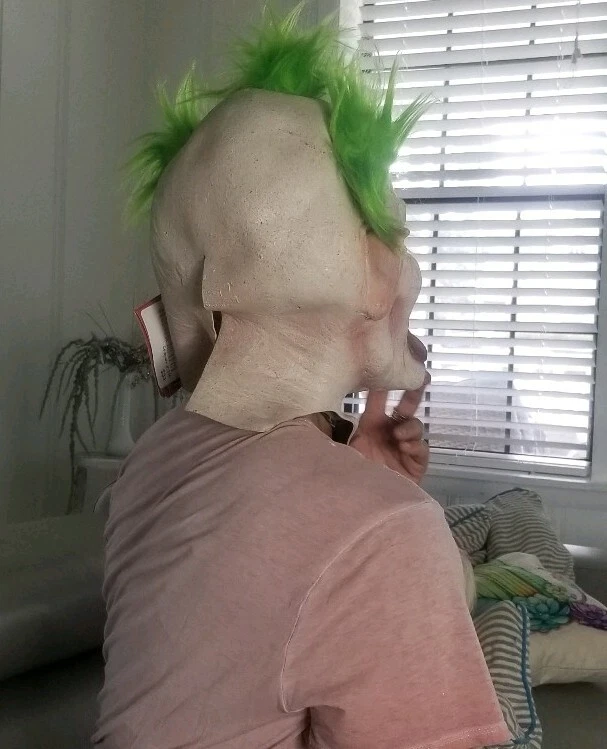 MASCARILLA COMPLETA HALLOWEEN Payaso Pelo Verde DISFRAZ MONSTRUO AJUSTE ATERRADOR Terror NUEVO CON ETIQUETAS Foto 4 de 4