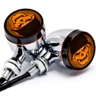 Skull Chrome Motorcycle Turn Signals For Honda VTX 1800 TYPE C R S N F T RETRO