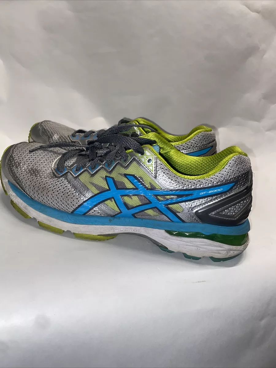 Asics GT 2000 4 Grey Silver Lime Blue Running Shoes Women s 9.5 T656N