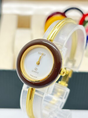 Near Mint w/Box] GUCCI 1100-L Change Bezel Watch 12 Colors Gold