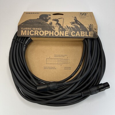 D'Addario Classic Series XLR M to XLR F Microphone Cable 50 Foot PW-CMIC-50