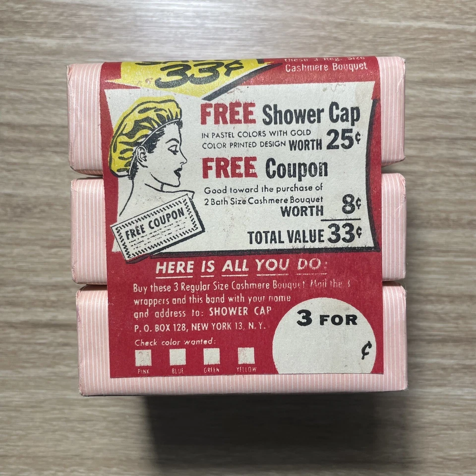 Paquete de 3 jabones de manos vintage de ramo de cachemir NOS Foto 4 de 4