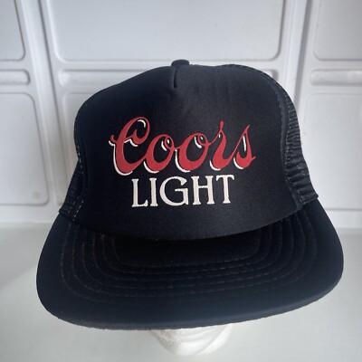 Vintage 80 s Coors Light Mesh Trucker Hat black red white Snapback Cap