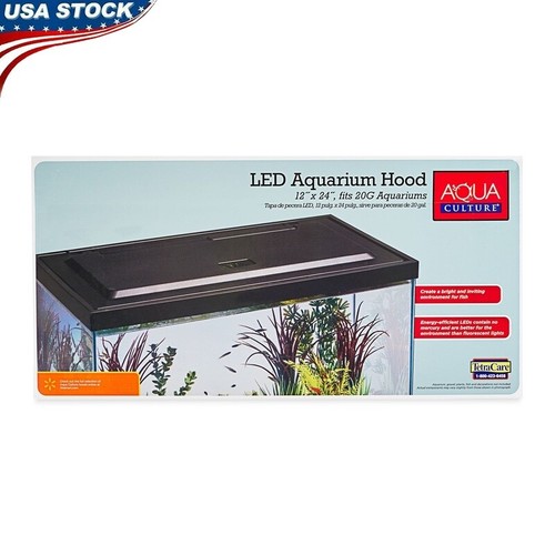 Fish Tank Hood W/ Led Light 20 Gallon Aquariums Easy Access Low Profile Design