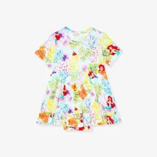 Posh Peanut 👑 Disney Ariel 🦀 Ruffled Twirl Bodysuit Dress Mermaid Sz 18-24 NEW