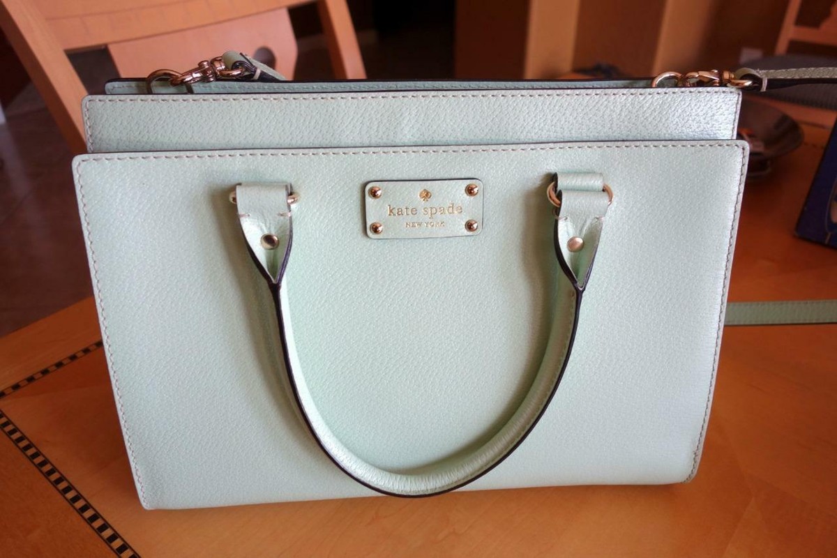 KATE SPADE New York Misty Mint w/Pink Lining Framed Leather Hand